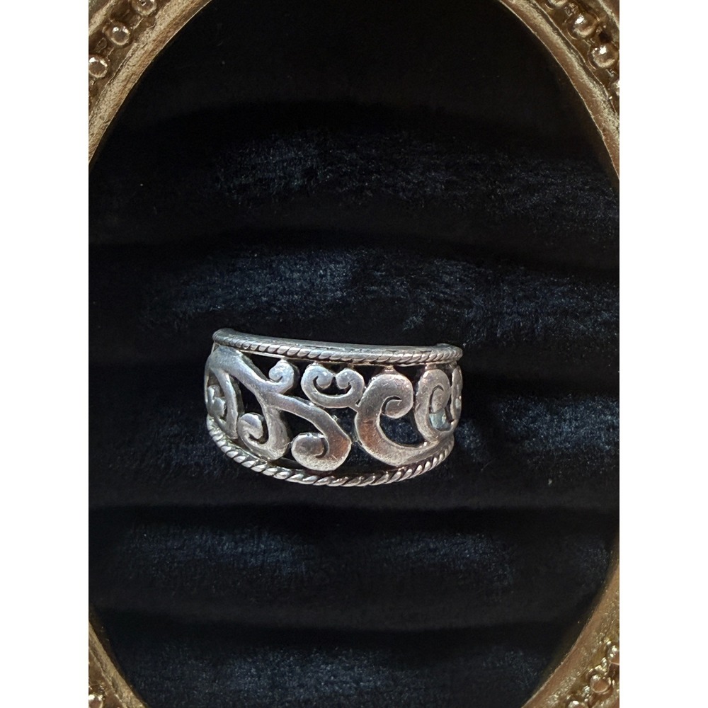 Vintage Filigree Silver Ring Womens 6.5 Scroll Openwork Rope 925 Art Nouveau